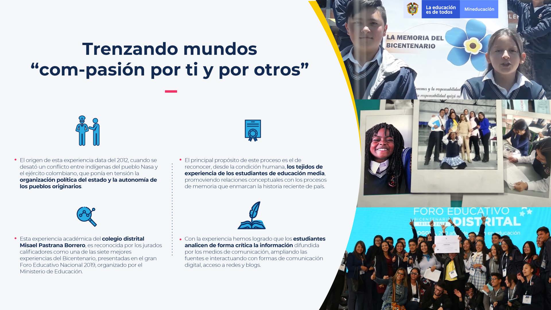 Infografía que describe la experiencia.