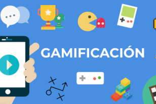 imagen en fondo azul de íconos de gamificación