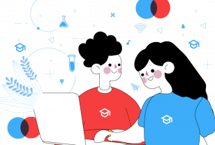 Ilustración dos personas participantes de formación virtual