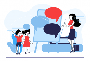 Ilustración Diálogo entre Estudiantes y docente