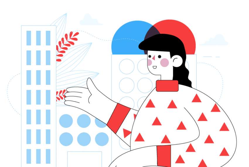 Ilustración mujer extendiendo su mano