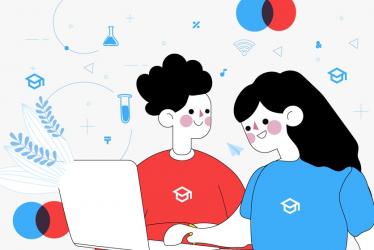 Ilustración dos personas participantes de formación virtual