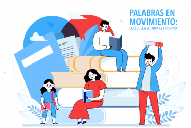 Ilustración familia y libros 