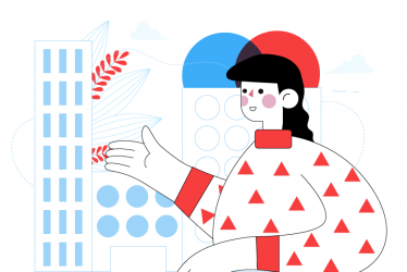 Ilustración mujer extendiendo su mano