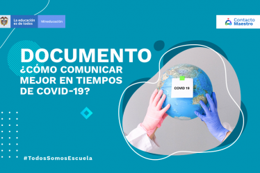 globo terraqueo sostenido por dos manos con guantes y un letrero que dice Covid-19